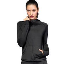 Женская спортивная куртка, тренировочные Топы с капюшоном для фитнеса, рубашка для йоги с длинным рукавом, быстросохнущая Женская куртка на молнии для бега 2024 - купить недорого