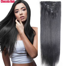 Chocola Full Head 16"-28" Brazilian Machine Made Remy Hair 8pcs Set 160g Clips In Human Hair Extensions Natural Straight 2024 - buy cheap