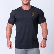 Black Gym t shirt Men Fitness Bodybuilding Cotton Short Sleeve T-shirts Male Sport Brand Tee shirt Tops Summer Casual Clothing 2024 - купить недорого