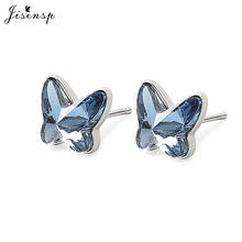 Jisensp Korean Fashion Blue Wing Butterfly Earrings Delicate Lovely Animal Stud Earrings for Women Girls Wedding Jewelry Gift 2024 - buy cheap