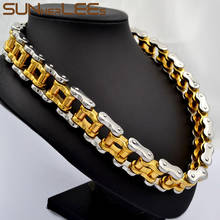 SUNNERLEES 316L Stainless Steel Necklace Huge Biker Bicycle Motorcycle Link Chain Gold Silver Color Men Boy BC01 2024 - buy cheap