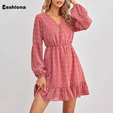 Cashiona-Vestido corto informal de verano para mujer, minivestido Sexy con volantes, estampado de lunares, cintura ajustada, 2021 2024 - compra barato