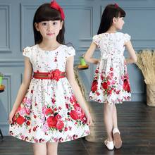 2021 Child Summer Girl Flower Print Dress Lace Children Party Princess Dress   Fashion Teens Girl Clothes 4 6 8 10 12 Ages 2024 - buy cheap