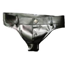 Fashion Men Faux Leather PU U Convex Bag Sexy T Fork Casual Shorts Imitation Leather Material Hot Sexy Boxer Shorts Body Shaper 2024 - buy cheap