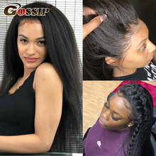 Peluca de cabello humano liso para mujeres negras, postizo de encaje frontal con densidad de 250%, 13x4, sin pegamento, Remy brasileño 2024 - compra barato