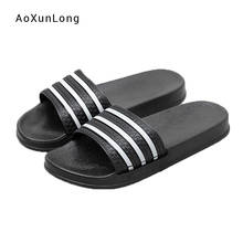 Feminino listrado chinelos de verão casa de banho interior slides estudante bonito ins apartamentos macios feminino conforto antiderrapante flip flops sapatos 2024 - compre barato