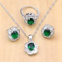Oval Green Cubic Zirconia White CZ 925 Sterling Silver Jewelry Sets Accessories Women Earrings Pendant Necklace Rings T028 2024 - buy cheap