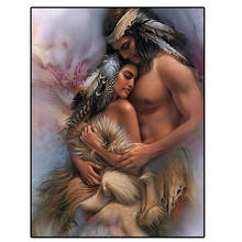 Pintura com miçangas para casal indiano, mosaico em 3d quadrado completo com bordado de diamante, padrões de lobo e mosaico a1253 2024 - compre barato