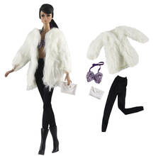 NK Newest Oen Set Doll Noble Winter Clothing Handmade Top Fashion White Coat Bag For Barbie accessories Doll Best Girl Gift 10X 2024 - buy cheap