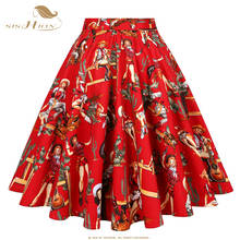SISHION-Falda Vintage de algodón con estampado Floral para mujer, faldas acampanadas Y2K de cintura alta, color negro, novedad de 2021 2024 - compra barato