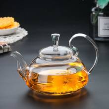 1pc 400ml/ 600ml Heat Resistant thickened High Handle Flower Coffee Glass Tea Pot Blooming Glass tea set Large teapot  WJ919 2024 - compre barato