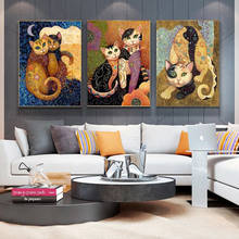 Klimt Abstract Animal Cat Prints and Posters Canvas Painting Modern Home Decor Wall Art Pictures for Living Room Bedroom Office 2024 - buy cheap