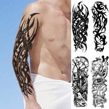 Waterproof Temporary Full Arm Tattoo Sticker Flame Totem Thorns Eye Clock Demon Flash Tatoo Man Body Art Fake Sleeve Tatto Women 2024 - buy cheap