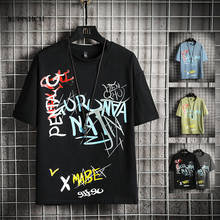 Camiseta con estampado de letras para hombre y mujer, camisa de manga corta con estampado de grafiti, estilo Hip-Hop, de verano, nueva 2024 - compra barato