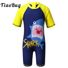 Tiaobug-maiô infantil para meninos, uma peça, manga curta, estampa de tubarão/dinossauro, com zíper, roupa de banho, proteção queimaduras 2024 - compre barato