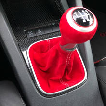 De cuero de gamuza negro rojo 5 6 velocidad Gear Stick palanca de cambio de botón de arranque para Volkswagen VW Golf 5 6 MK5 MK6 R32 GTI 04-09 2024 - compra barato