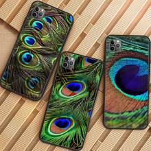 blue green peacock feathers Phone Cases for iPhone 11 12 mini pro XS MAX 8 7 6 6S Plus X 5S SE 2020 XR 2024 - buy cheap