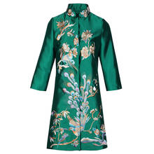 Embro blusa feminina bordada de outono, casaco trench coat feminino vintage plus size 2024 - compre barato