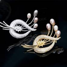 Okily Gorgeous Natural Freshwater Pearl Brooches Pins Banquet Clothes Scarf Fashion Brooch Jewelry Accessories for Women Gift 2024 - buy cheap