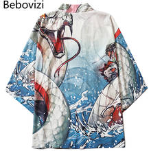 Bebovizi-cárdigan Kimono japonés con estampado de pitón para mujer, ropa de verano, chaqueta, camisa, Cosplay, samurái, Yukata, Haori 2024 - compra barato