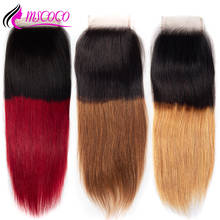 Mscoco 4x4 Lace Closure Straight Hair Ombre 1B 27 30 Red Colored Lace Closure Remy Brazilian Swiss Human Hair Lace closure 2024 - buy cheap