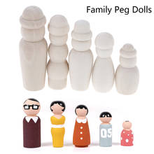 5Pcs Puppet Wooden Peg Dolls Family Five People DIY Crafts Unfinished Toys Children's Painted Doodle Natural Color Ornaments 2024 - buy cheap