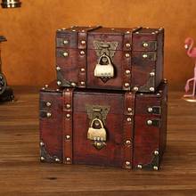Vintage Treasure Chest Red Wooden Jewelry Trinket Display Box Necklace Bracelet Rings Storage Case Holder with Lock Gift Box 2024 - buy cheap