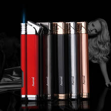 Portable Long Strip Compact Torch Turbine Lighter With Windproof Metal Cigar Lighter 1300 C Cigarette Accessories Butane No Gas 2024 - buy cheap