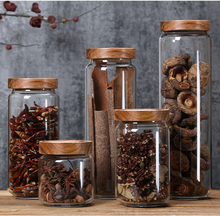 Glass Storage Jar Sealed Jar Acacia Wood Lid Candy Jar Dried Fruit Snack Storage Jar Kitchen Miscellaneous Grain Storage Tool 2024 - buy cheap