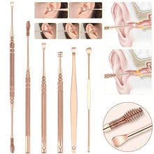 6pcs Rose Gold Ear Wax Pickers set Stainless Steel Earpick Wax Remover Curette Ear Pick Cleaner Ear Cleaner Spoon Care Ear Clean 2024 - buy cheap