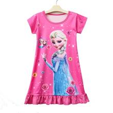 Летняя ночная рубашка для девочек Disney халат принцессы, детские ночные рубашки, детское платье Эльзы «Холодное сердце», домашняя одежда, одежда для сна, Пижамный топ 2024 - купить недорого