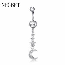 NHGBFT Personality Long star moon belly button ring Women medical steel body piercings Jewelry 2024 - buy cheap