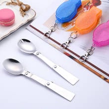 Portable tableware folding spoon fork Outdoor Folding Travel Camping Utensil Stainless Pocket Spoon Fork tourist set 2024 - buy cheap