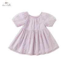 DBZ18138 dave bella/летнее милое платье с цветочной вышивкой для маленьких девочек детское модное праздничное платье детская одежда в стиле Лолита 2024 - купить недорого