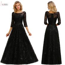 Xunbei Bridesmaid Dresses 2020 Elegant Long Black Sequin Wedding Party Guest Gown 2019 Lace Half Sleeve vestido madrinha 2024 - buy cheap