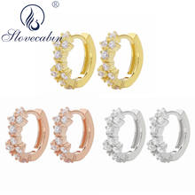 Slovecabin Real 100% 925 Sterling Silver Crystal Hoop Huggies Earrings For Women Luxury Femme Silver 925 Jewelry Accessories 2024 - buy cheap