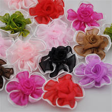 40pcs mix color organza ribbon flowers handmade flowers apparel sewing accessories wedding decoration crafts A079 2024 - buy cheap