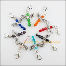 8 New Angel 20x25mm Charms Mixed Animal Dragonfly Crystal Tibetan Silver Tone Retro With Lobster Claw Clasps 2024 - buy cheap
