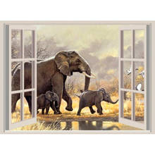 Kexinzu-pintura de diamante 5D DIY "Ventana elefante familia", bordado 3D, punto de cruz, decoración del hogar, regalo Y346 2024 - compra barato