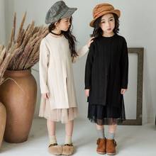 Suéter infantil feminino para bebês, blusa e saia de outono para crianças pequenas, roupa fofa de malha #2019 2024 - compre barato
