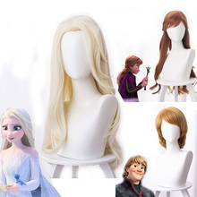 Peruca de cabelo da princesa frozen 2, perucas escolares para homens e mulheres, cosplay da rainha da neve e princesa 2024 - compre barato