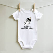 Cute Daddy's Drink Buddy Newborn Boy Girl Bodysuit White Cotton Daddys Girl Clothes Infant New Born Baby Clothes 0-18M 2024 - buy cheap