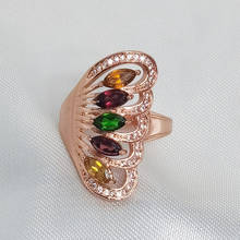 Женское кольцо с цветком MeiBaPJ, кольцо из натурального турмалина, ювелирное изделие из настоящего серебра 925 пробы 2024 - купить недорого