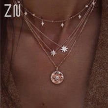 ZN Fashion New Crystal Star Multi-layer Women Necklaces 2021 Classic Chain Pendant Necklace For Women Jewelry Gift 2024 - buy cheap