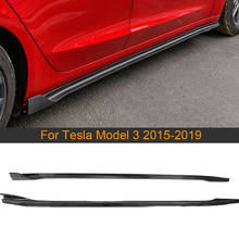 Комплекты боковых обтекателей для Tesla Model 3 Sedan 4 Door 2015-2019, боковые обтекатели бампера для боковой двери автомобиля, удлинитель губ из углеродного волокна 2024 - купить недорого