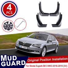 Para skoda superb b8 3 mk3 3 v 2016 ~ 2019 aletas de lama do carro dianteiro traseiro paralama respingo guardas fender mudflaps aleta accessorie 2017 2018 2024 - compre barato