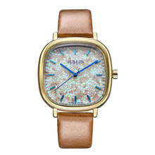 Relógio feminino julios, em 5 cores, com lantejoulas, bracelete de couro, caixa para presente de aniversário 2024 - compre barato