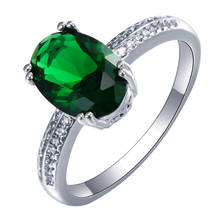Hd anéis de prata cor de noivado feminino, joia com zircônia vermelha verde para promessas, presentes de casamento, joias para mulheres 2024 - compre barato
