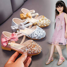 2021 Children Sandals Girl High Heels Princess Shoes For Girls Glitter Bowtie High Heel Sandals Dress Party Shoe Size 21-36 pink 2024 - buy cheap