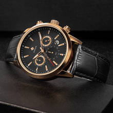 WWOOR Men Watchs 2021 Brand Luxury Black Leather Chronograph Sport Date Watch For Men Fashion Waterproof Clock Relogio Masculino 2024 - купить недорого